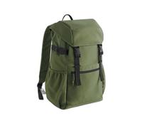 BagBase Sac à dos Ramble - Vert poussiéreux, sac à dos de voyage 100 % polyester recy vec housse pour ordinateur portable de 16", plusieurs poches zippées, sangles de compression et sangle de