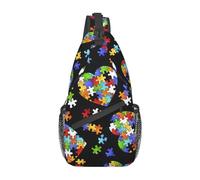 Sac à dos bandoulière en forme de cœur avec pièces de puzzle pour la sensibilisation à l'autisme, pour femmes et hommes, sac bandoulière de ge, sac de poitrine, sac à dos de jour