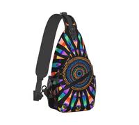 Sac à dos bandoulière multifonction antivol pour homme et femme, idéal pour le sport, l'extérieur ou les voyages, motif kaléidoscope coloré