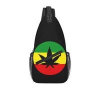 Sac à dos bandoulière réglable motif drapeau jamaïcain Rasta Reggae Judah Lion - Sac à bandoulière décontracté pour les voyages, la salle de sport et un usage quotidien