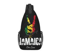 Sac à dos bandoulière réglable motif drapeau jamaïcain Rasta Reggae Judah Lion - Sac à bandoulière décontracté pour les voyages, la salle de sport et un usage quotidien