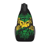Sac à dos bandoulière réglable motif drapeau jamaïcain Rasta Reggae Judah Lion - Sac à bandoulière décontracté pour les voyages, la salle de sport et un usage quotidien