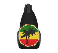 Sac à dos bandoulière réglable motif drapeau jamaïcain Rasta Reggae Judah Lion - Sac à bandoulière décontracté pour les voyages, la salle de sport et un usage quotidien