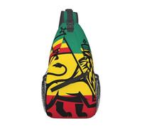 Sac à dos bandoulière réglable motif drapeau jamaïcain Rasta Reggae Judah Lion - Sac à bandoulière décontracté pour les voyages, la salle de sport et un usage quotidien