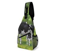 Sac à dos bandoulière ultra léger, sac à bandoulière polyvalent antivol pour voyage, gym, sport, randonnée, vache Holstein et veau mignon en pâturage d'été, sac à dos pour outils artistiques