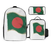 Sac À Dos Bangladesh Drapeau National Sac Scolaire Léger Pour Filles Et Garçons Ensemble 3 En 1 Grande Capacité Sac À Dos Imperméable Avec Sac Déjeuner Et Trousse Pour Enfants Étudiants Ados