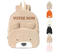 Sac à Dos Bébé Crèche Personnalisable, Sac a Dos Personnalisé Enfant Prenom Brodé, Sac a Dos Enfant Personnalisé pour Fille Garcon avec Ours Mignon, Cadeau Rentrée Scolaire, pour École Voyage (02)