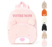 Sac à Dos Bébé Crèche Personnalisable, Sac a Dos Personnalisé Enfant Prenom Brodé, Sac a Dos Enfant Personnalisé pour Fille Garcon avec Ours Mignon, Cadeau Rentrée Scolaire, pour École Voyage (03)