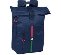 Benetton Italy - Sac à dos avec rabat pour ordinateur portable de 15,6", idéal pour différents âges, confortable et polyvalent, qualité et résistance, 28 x 13 x 42 cm, couleur bleu marine, bleu