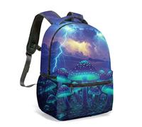 Sac à dos bioluminescent motif champignon fantaisie forêt 40 cm Sac à dos Midnight Woods Graphic Art Sac à dos pour enfants étudiants, 11, L, Décontracté