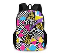 Sac À Dos Black and White Checkered Retro 80S 90S Daypack Tendance Backpack Homme Et Femme Sac D'École pour Randonnée Scolaire Cadeau Rentrée
