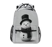 Sac À Dos Black and White Snowman Bookbag Légercartable Ordinateur Portable Daypack pour Camping Randonnée Cadeau Rentrée