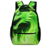 Sac À Dos Black Green Fire Dragon Backpack Léger Daypack Ordinateur Portable Cartable pour Voyage Scolaire Cadeau Rentrée