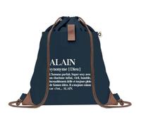 Sac à Dos Bleu avec Pochette Alain Définition - Sac de Sport et Gym avec Cordelettes en Toile - Sac Doudou - Idée Cadeau Original Collègue, Anniversaire ou Départ Retraite