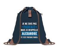 Sac à Dos Bleu avec Pochette Alexandre Parfait - Sac de Sport et Gym avec Cordelettes en Toile - Sac Doudou - Idée Cadeau Original Collègue, Anniversaire ou Départ Retraite