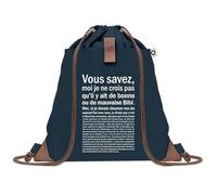 Sac à Dos Bleu avec Pochette Bibi Bonne ou de Mauvaise - Sac de Sport et Gym avec Cordelettes en Toile - Sac Doudou - Idée Cadeau Original Collègue, Anniversaire ou Départ Retraite