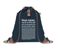 Sac à Dos Bleu avec Pochette Cheffe d'Atelier Bonne ou de Mauvaise - Sac de Sport et Gym avec Cordelettes en Toile - Sac Doudou - Idée Cadeau Original Collègue, Anniversaire ou Départ Retraite