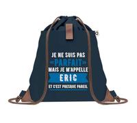 Sac à Dos Bleu avec Pochette Eric Parfait - Sac de Sport et Gym avec Cordelettes en Toile - Sac Doudou - Idée Cadeau Original Collègue, Anniversaire ou Départ Retraite