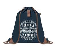 Sac à Dos Bleu avec Pochette Isabelle Déesse Légende - Sac de Sport et Gym avec Cordelettes en Toile - Sac Doudou - Idée Cadeau Original Collègue, Anniversaire ou Départ Retraite
