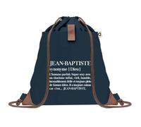 Sac à Dos Bleu avec Pochette Jean-Baptiste Définition - Sac de Sport et Gym avec Cordelettes en Toile - Sac Doudou - Idée Cadeau Original Collègue, Anniversaire ou Départ Retraite