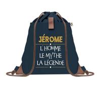 Sac à Dos Bleu avec Pochette Jérome Homme Mythe Légende - jaune - Sac de Sport et Gym avec Cordelettes en Toile - Sac Doudou - Idée Cadeau Original Collègue, Anniversaire ou Départ Retraite