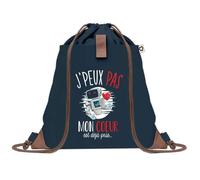 Sac à Dos Bleu avec Pochette J'peux Pas Couple Robot Mignon Coeur Déjà Pris - Sac de Sport et Gym avec Cordelettes en Toile - Sac Doudou - Idée Cadeau Original Collègue, Anniversaire