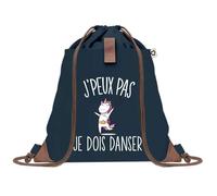 Sac à Dos Bleu avec Pochette J'peux Pas Danse Licorne - Sac de Sport et Gym avec Cordelettes en Toile - Sac Doudou - Idée Cadeau Original Collègue, Anniversaire ou Départ Retraite