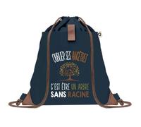 Sac à Dos Bleu avec Pochette J'peux Pas Généalogie - Sac de Sport et Gym avec Cordelettes en Toile - Sac Doudou - Idée Cadeau Original Collègue, Anniversaire ou Départ Retraite