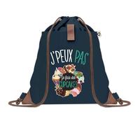 Sac à Dos Bleu avec Pochette J'peux Pas Je Fais des Cupcakes - Sac de Sport et Gym avec Cordelettes en Toile - Sac Doudou - Idée Cadeau Original Collègue, Anniversaire ou Départ Retraite
