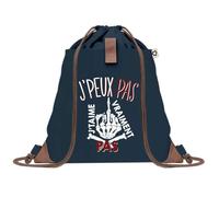 Sac à Dos Bleu avec Pochette J'peux Pas Je t'aime pas - Sac de Sport et Gym avec Cordelettes en Toile - Sac Doudou - Idée Cadeau Original Collègue, Anniversaire ou Départ Retraite