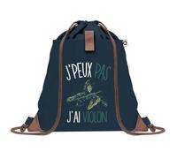 Sac à Dos Bleu avec Pochette J'peux Pas Violon Femme - Sac de Sport et Gym avec Cordelettes en Toile - Sac Doudou - Idée Cadeau Original Collègue, Anniversaire ou Départ Retraite