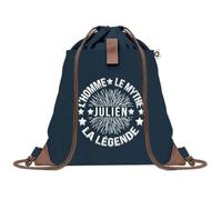 Sac à Dos Bleu avec Pochette Julien Homme Mythe Légende - étoile - Sac de Sport et Gym avec Cordelettes en Toile - Sac Doudou - Idée Cadeau Original Collègue, Anniversaire ou Départ Retraite