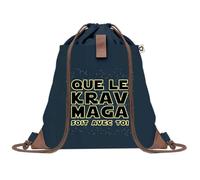 Sac à Dos Bleu avec Pochette Krav Maga soit avec toi - Sac de Sport et Gym avec Cordelettes en Toile - Sac Doudou - Idée Cadeau Original Collègue, Anniversaire ou Départ Retraite