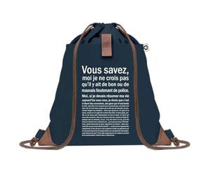 Sac à Dos Bleu avec Pochette Lieutenant de Police Bon ou de Mauvais - Sac de Sport et Gym avec Cordelettes en Toile - Sac Doudou - Idée Cadeau Original Collègue, Anniversaire ou Départ Retraite
