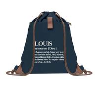 Sac à Dos Bleu avec Pochette Louis Définition - Sac de Sport et Gym avec Cordelettes en Toile - Sac Doudou - Idée Cadeau Original Collègue, Anniversaire ou Départ Retraite