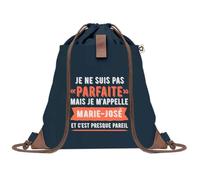 Sac à Dos Bleu avec Pochette Marie-José Parfaite - Sac de Sport et Gym avec Cordelettes en Toile - Sac Doudou - Idée Cadeau Original Collègue, Anniversaire ou Départ Retraite
