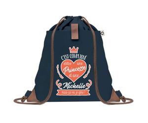 Sac à Dos Bleu avec Pochette Michelle Princesse - Sac de Sport et Gym avec Cordelettes en Toile - Sac Doudou - Idée Cadeau Original Collègue, Anniversaire ou Départ Retraite