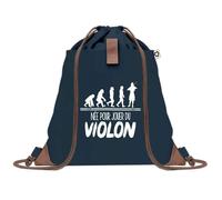 Sac à Dos Bleu avec Pochette Née pour Violon - Sac de Sport et Gym avec Cordelettes en Toile - Sac Doudou - Idée Cadeau Original Collègue, Anniversaire ou Départ Retraite