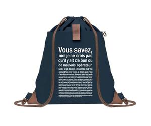 Sac à Dos Bleu avec Pochette Opérateur Bon ou de Mauvais - Sac de Sport et Gym avec Cordelettes en Toile - Sac Doudou - Idée Cadeau Original Collègue, Anniversaire ou Départ Retraite