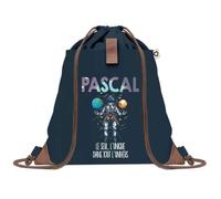 Sac à Dos Bleu avec Pochette Pascal Unique dans l'Univers - Sac de Sport et Gym avec Cordelettes en Toile - Sac Doudou - Idée Cadeau Original Collègue, Anniversaire ou Départ Retraite