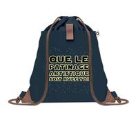 Sac à Dos Bleu avec Pochette Patinage Artistique soit avec toi - Sac de Sport et Gym avec Cordelettes en Toile - Sac Doudou - Idée Cadeau Original Collègue, Anniversaire ou Départ Retraite