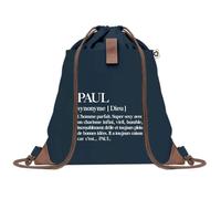 Sac à Dos Bleu avec Pochette Paul Définition - Sac de Sport et Gym avec Cordelettes en Toile - Sac Doudou - Idée Cadeau Original Collègue, Anniversaire ou Départ Retraite