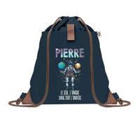Sac à Dos Bleu avec Pochette Pierre Unique dans l'Univers - Sac de Sport et Gym avec Cordelettes en Toile - Sac Doudou - Idée Cadeau Original Collègue, Anniversaire ou Départ Retraite