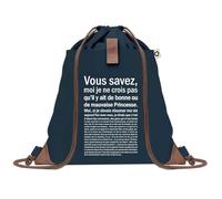 Sac à Dos Bleu avec Pochette Princesse Bonne ou de Mauvaise - Sac de Sport et Gym avec Cordelettes en Toile - Sac Doudou - Idée Cadeau Original Collègue, Anniversaire ou Départ Retraite