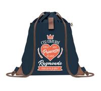 Sac à Dos Bleu avec Pochette Raymonde Princesse - Sac de Sport et Gym avec Cordelettes en Toile - Sac Doudou - Idée Cadeau Original Collègue, Anniversaire ou Départ Retraite