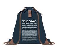 Sac à Dos Bleu avec Pochette Rédacteur en Chef Bon ou de Mauvais - Sac de Sport et Gym avec Cordelettes en Toile - Sac Doudou - Idée Cadeau Original Collègue, Anniversaire ou Départ Retraite