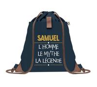 Sac à Dos Bleu avec Pochette Samuel Homme Mythe Légende - jaune - Sac de Sport et Gym avec Cordelettes en Toile - Sac Doudou - Idée Cadeau Original Collègue, Anniversaire ou Départ Retraite