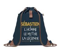 Sac à Dos Bleu avec Pochette Sébastien Homme Mythe Légende - jaune - Sac de Sport et Gym avec Cordelettes en Toile - Sac Doudou - Idée Cadeau Original Collègue, Anniversaire ou Départ Retraite