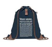 Sac à Dos Bleu avec Pochette Stagiaire Bonne ou de Mauvaise - Sac de Sport et Gym avec Cordelettes en Toile - Sac Doudou - Idée Cadeau Original Collègue, Anniversaire ou Départ Retraite