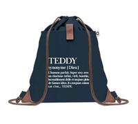 Sac à Dos Bleu avec Pochette Teddy Définition - Sac de Sport et Gym avec Cordelettes en Toile - Sac Doudou - Idée Cadeau Original Collègue, Anniversaire ou Départ Retraite